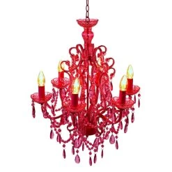 Kronleuchter – 6 Flammig – Pink
